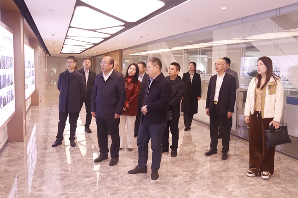 集团公司董事长祝建明陪同孙秘书长一行参观易游在线长廊.jpg